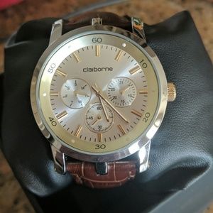Mens Liz Claiborne Brown Strap Watch